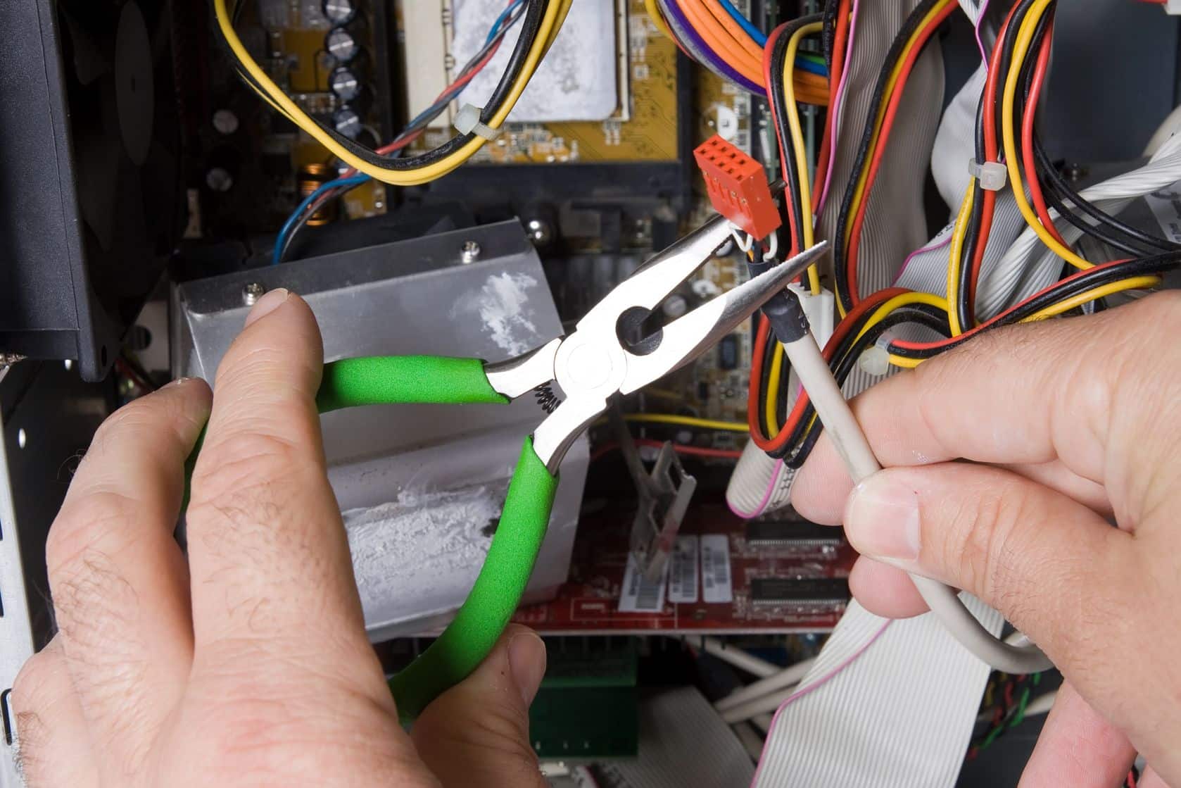 Electrician cutting wires