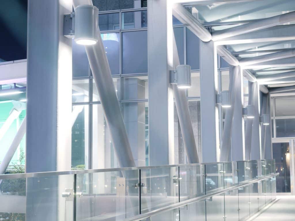 Commercial space illuminated with LED lights